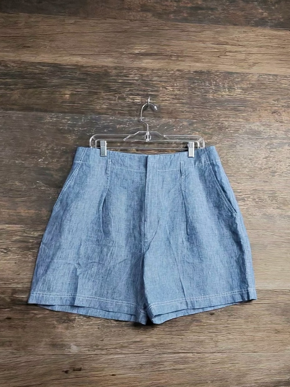 Lauren Ralph Lauren Light Blue Linen-Blend High-Waist Shorts
